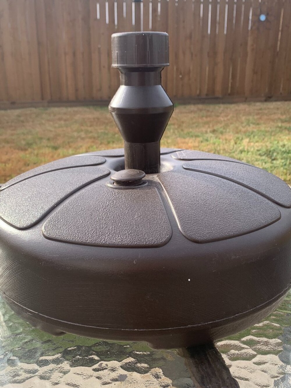 SEMCO Plastic Patio Umbrella Base Fillable Water Sand Stand Bronze Brown